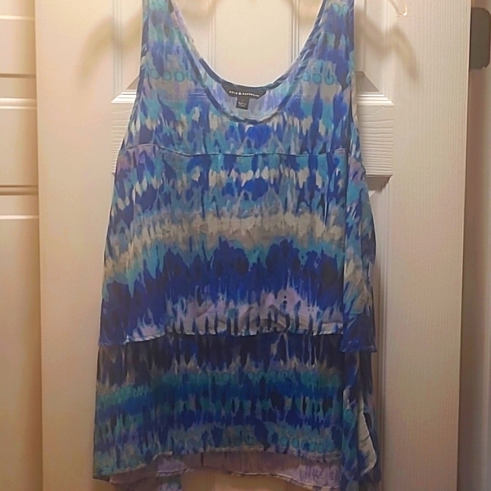 NWOT Rock & Republic Sheer Abstract Layered Sleeveless Top Size L